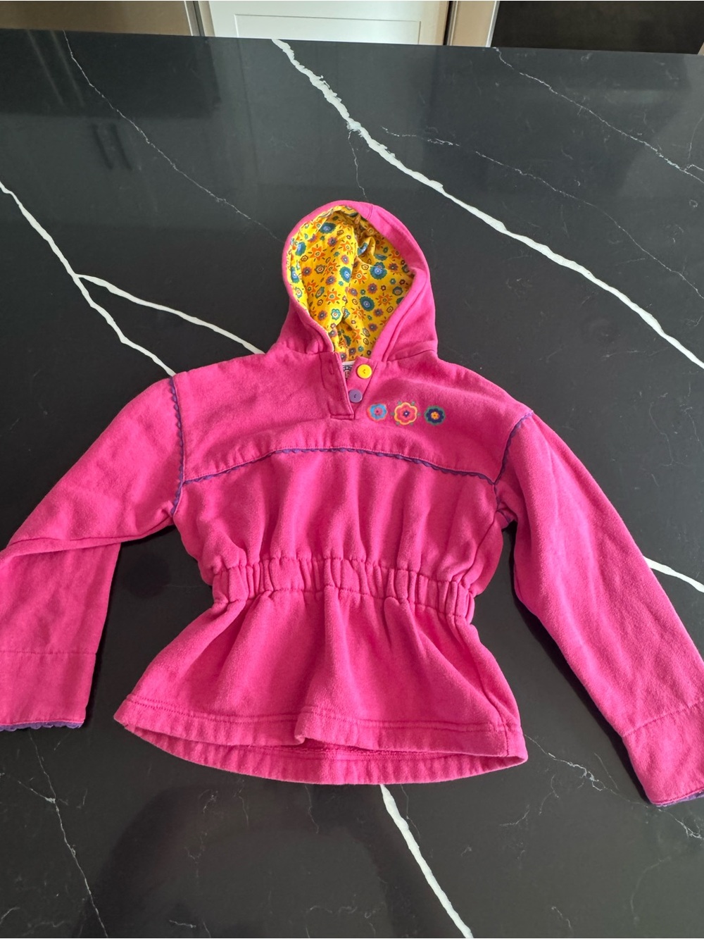 Prospirit vintage 90S Hot Pink Hooded Pullover with Yellow Floral Lining